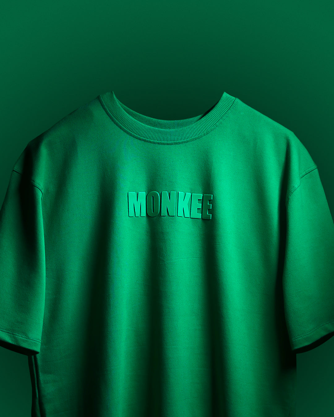 MONKEE ESSENTIALS OVERSIZED T-SHIRT - HEAVY FRENCH TERRY COTTON (GREEN)