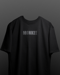 MONKEE ESSENTIALS PLAIN OVERSIZED BLACK T-SHIRT - HEAVY FRENCH TERRY COTTON (BLACK)