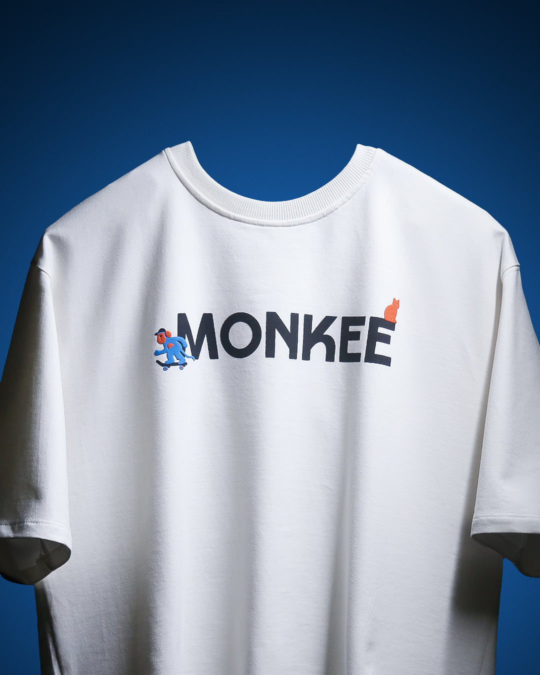 MONKEE “Street Story” Oversized Off-White T-Shirt – 280 GSM Heavyweight Cotton, Premium Streetwear with Screen & Puff Print (Unisex)