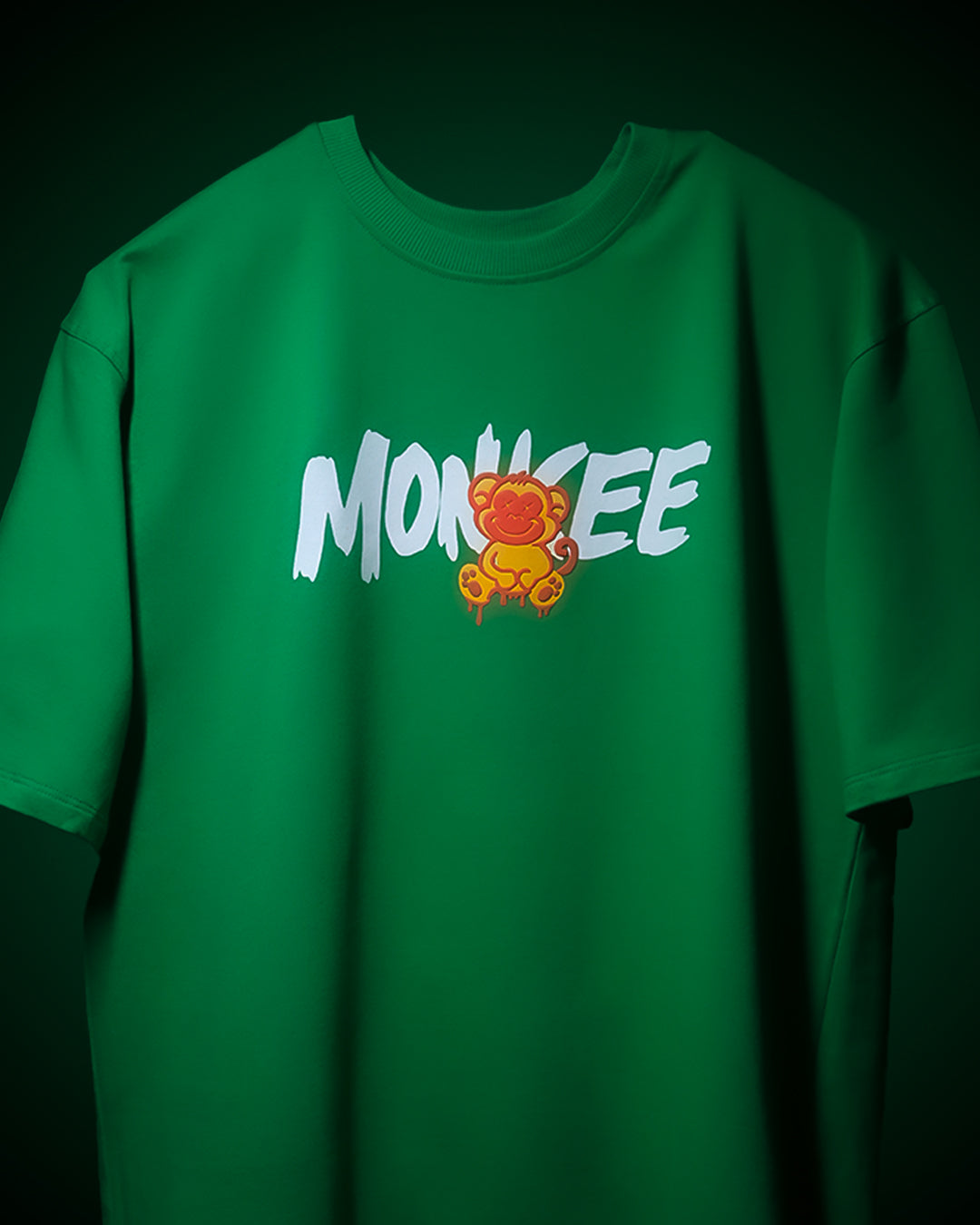 MONKEE “Unknown Rules” Oversized T‑Shirt (Green) — 100% Cotton French Terry, Puff + Screen Print, Unisex Streetwear
