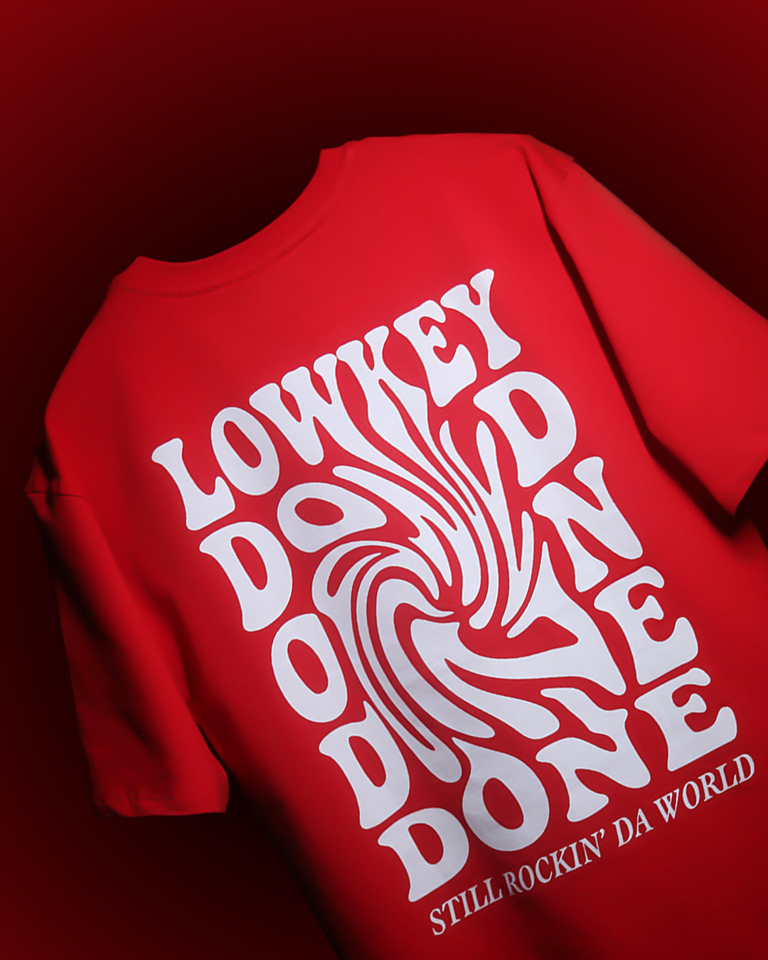MONKEE “Lowkey Done” Oversized Red T-Shirt – Premium Cotton Streetwear Unisex Tee