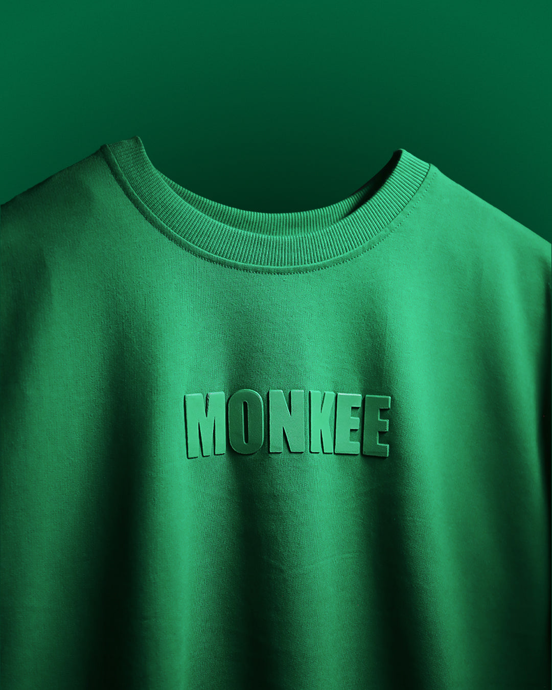 MONKEE ESSENTIALS OVERSIZED T-SHIRT - HEAVY FRENCH TERRY COTTON (GREEN)
