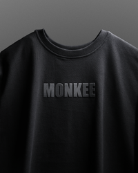 MONKEE ESSENTIALS PLAIN OVERSIZED BLACK T-SHIRT - HEAVY FRENCH TERRY COTTON (BLACK)