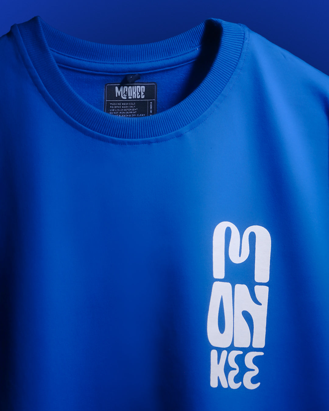 MONKEE “Catch The Wave” Oversized Blue T-Shirt – 240 GSM French Terry, Puff Print Surf Graphic, Unisex