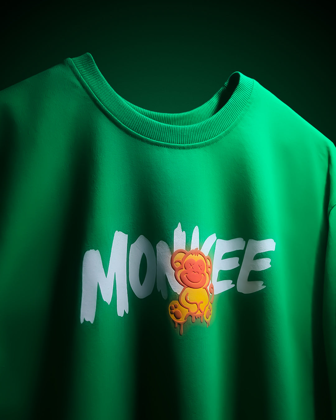 MONKEE “Unknown Rules” Oversized T‑Shirt (Green) — 100% Cotton French Terry, Puff + Screen Print, Unisex Streetwear