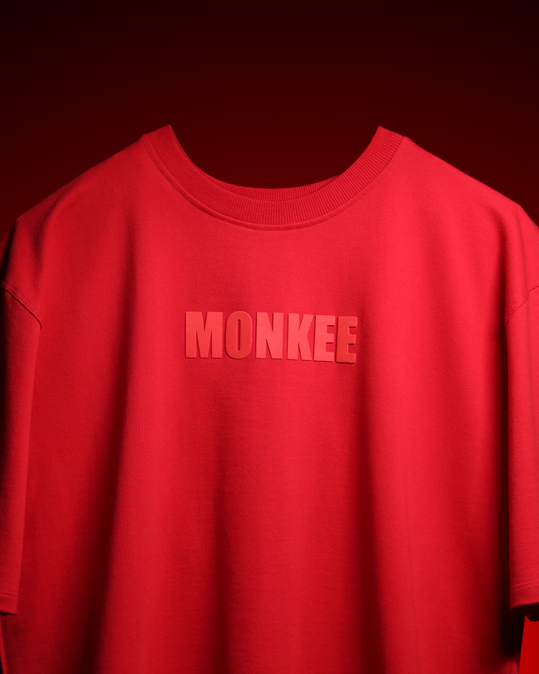MONKEE ESSENTIALS OVERSIZED T-SHIRT - HEAVY FRENCH TERRY COTTON (RED)