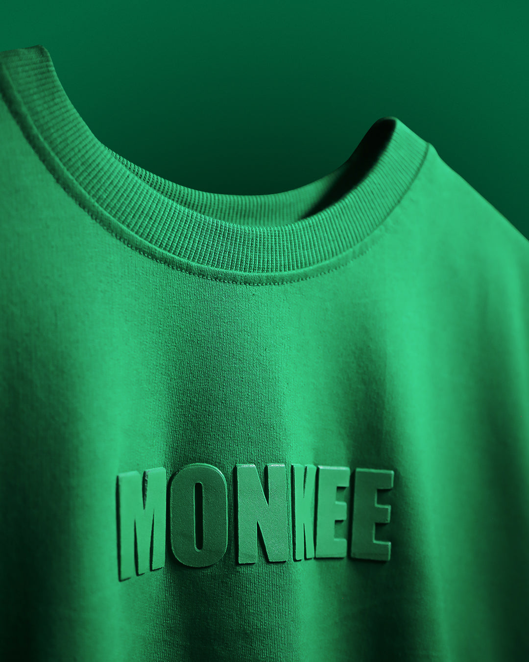 MONKEE ESSENTIALS OVERSIZED T-SHIRT - HEAVY FRENCH TERRY COTTON (GREEN)