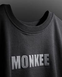 MONKEE ESSENTIALS PLAIN OVERSIZED BLACK T-SHIRT - HEAVY FRENCH TERRY COTTON (BLACK)