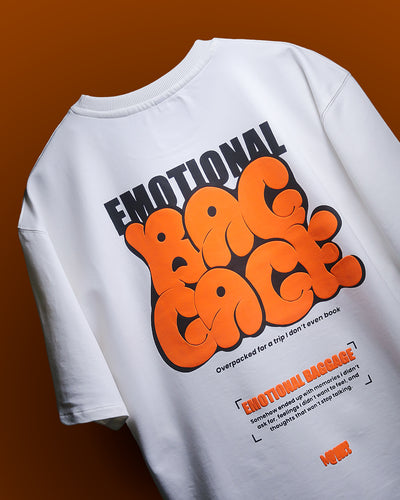 MONKEE “Emotional Baggage” Oversized Off-White T-Shirt – Premium Cotton Streetwear Unisex Tee