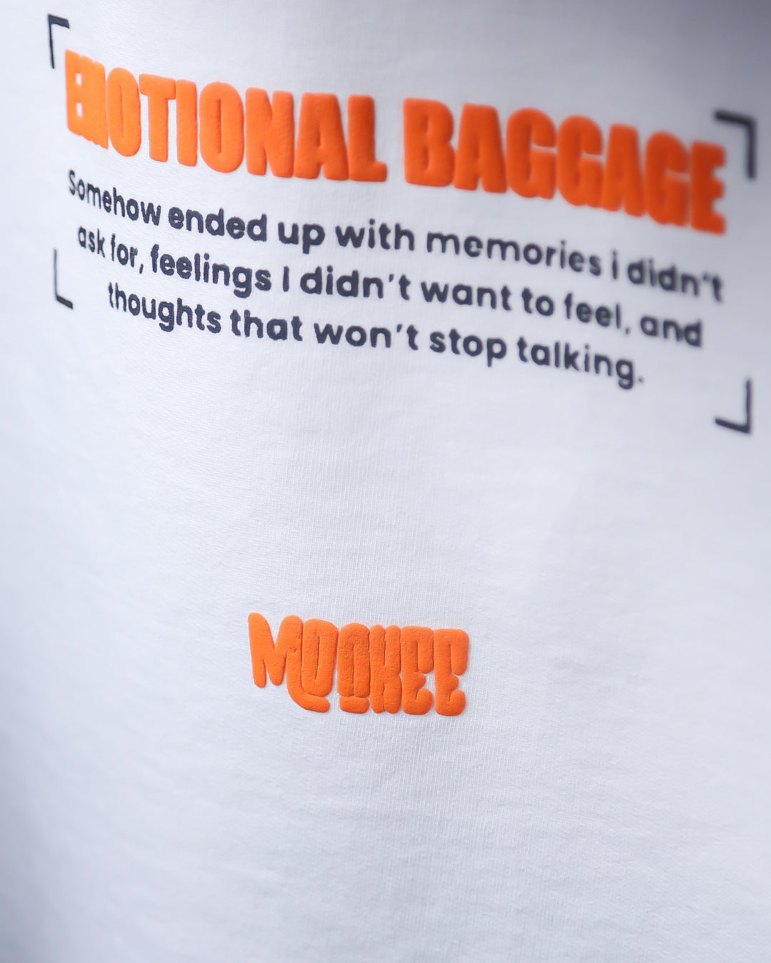 MONKEE “Emotional Baggage” Oversized Off-White T-Shirt – Premium Cotton Streetwear Unisex Tee