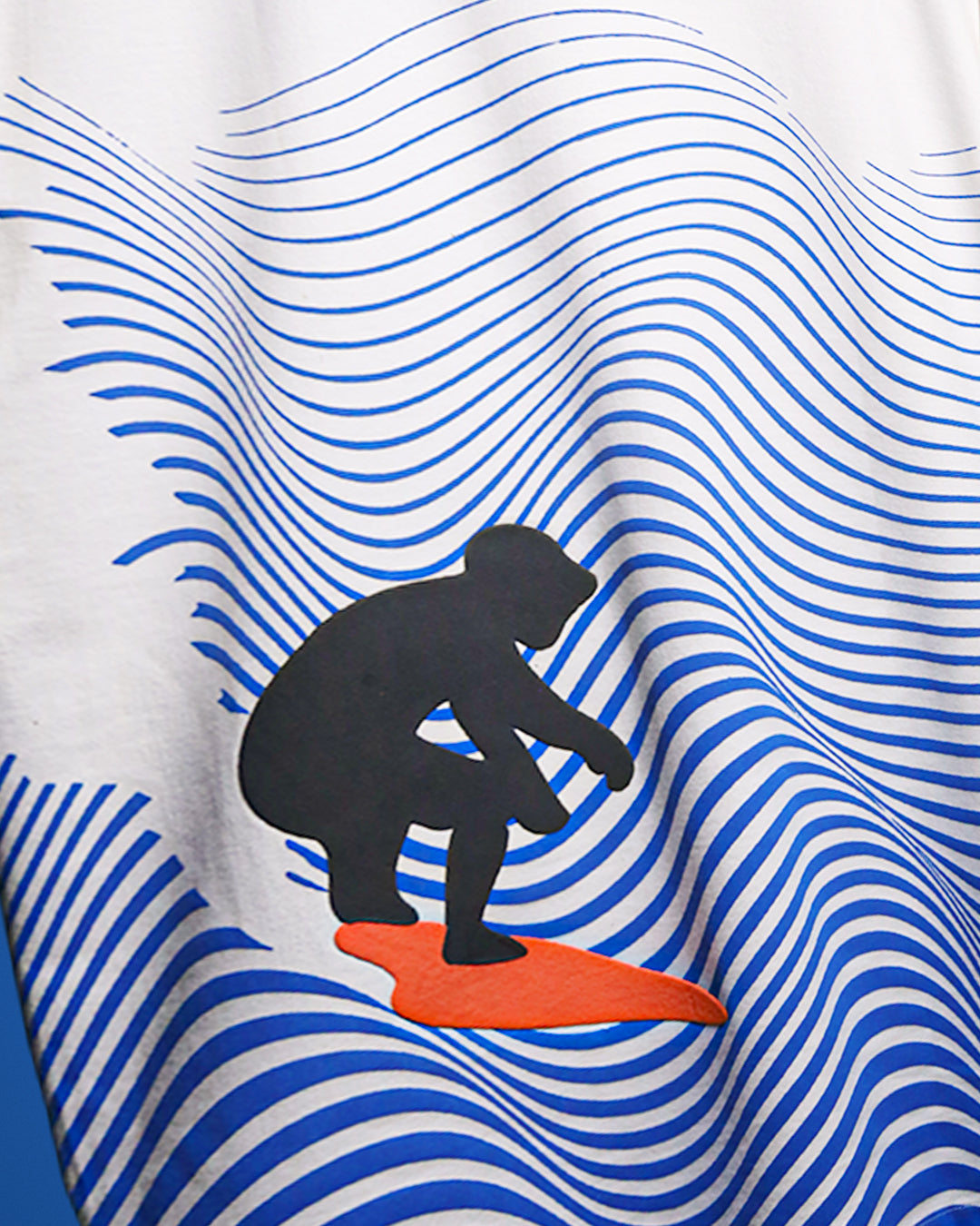 MONKEE “Catch The Wave” Oversized White T-Shirt – 240 GSM French Terry, Puff Print Surf Graphic, Unisex