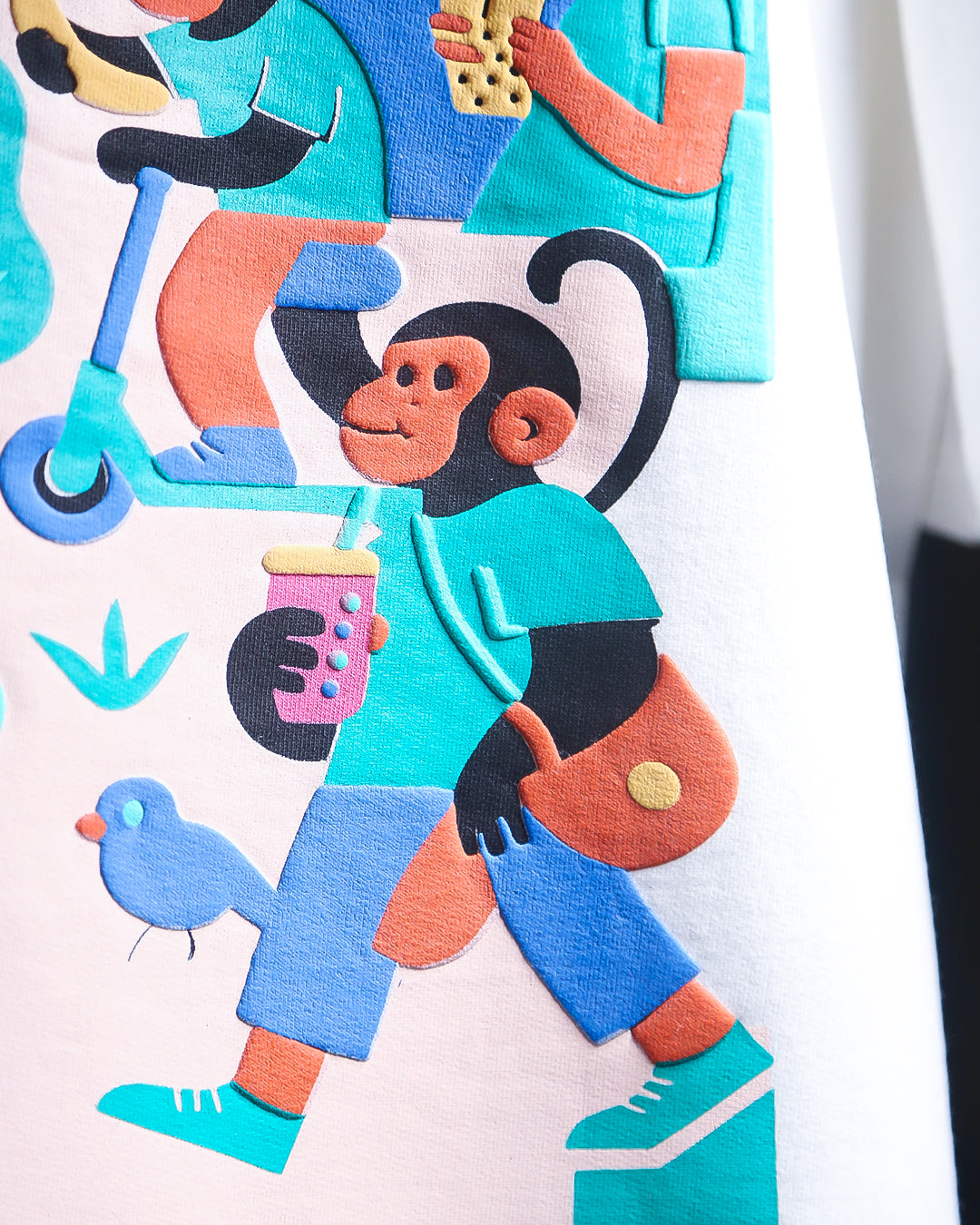 MONKEE “Street Story” Oversized Off-White T-Shirt – 280 GSM Heavyweight Cotton, Premium Streetwear with Screen & Puff Print (Unisex)