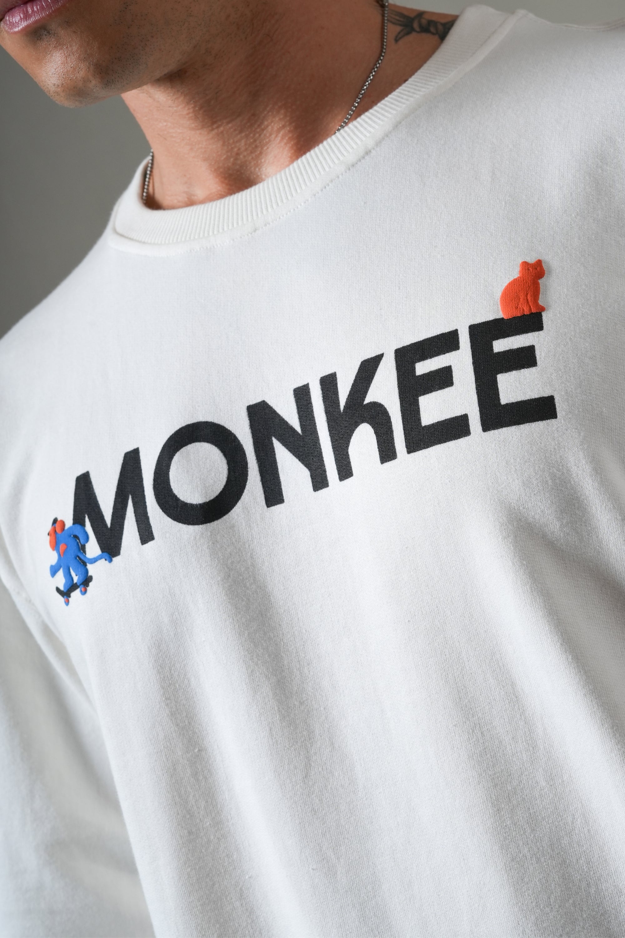 MONKEE “Street Story” Oversized Off-White T-Shirt – 280 GSM Heavyweight Cotton, Premium Streetwear with Screen & Puff Print (Unisex)