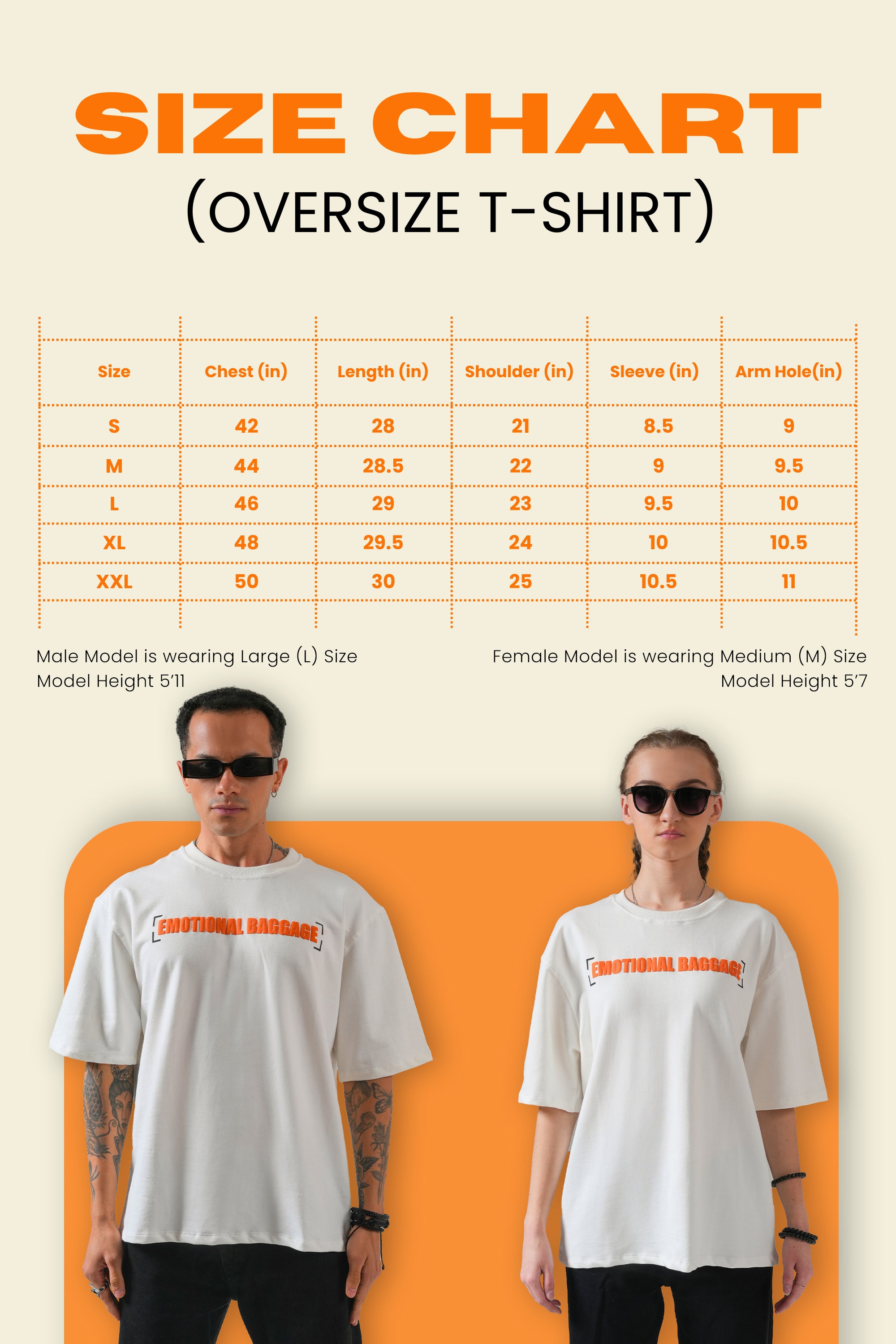 MONKEE “Emotional Baggage” Oversized Off-White T-Shirt – Premium Cotton Streetwear Unisex Tee