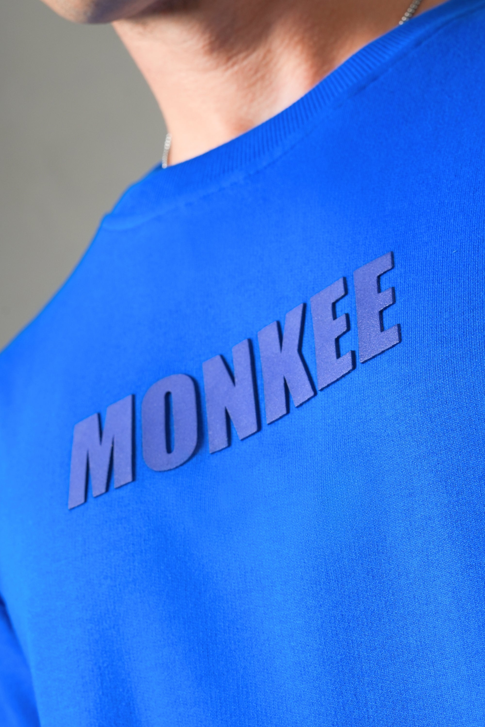 MONKEE ESSENTIALS OVERSIZED T-SHIRT - HEAVY FRENCH TERRY COTTON (BLUE)