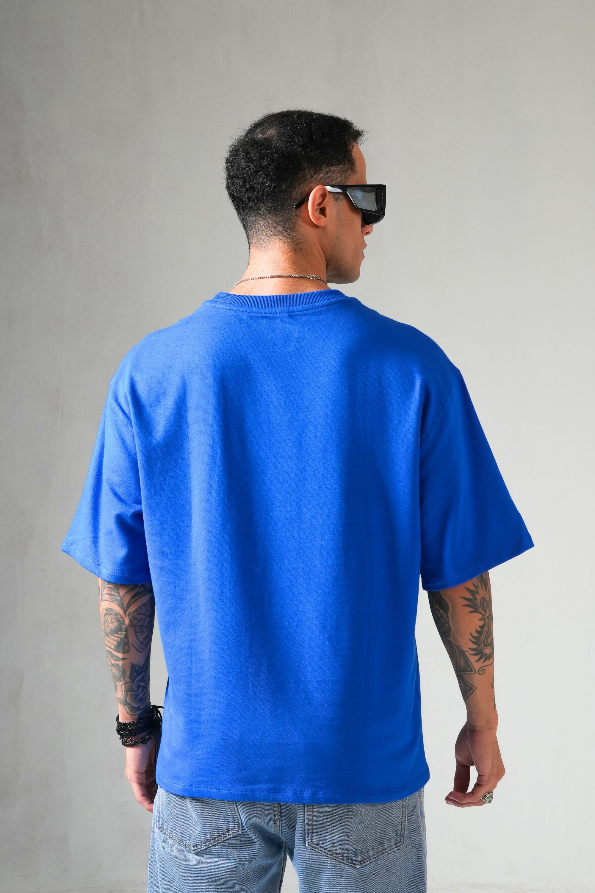MONKEE ESSENTIALS OVERSIZED T-SHIRT - HEAVY FRENCH TERRY COTTON (BLUE)