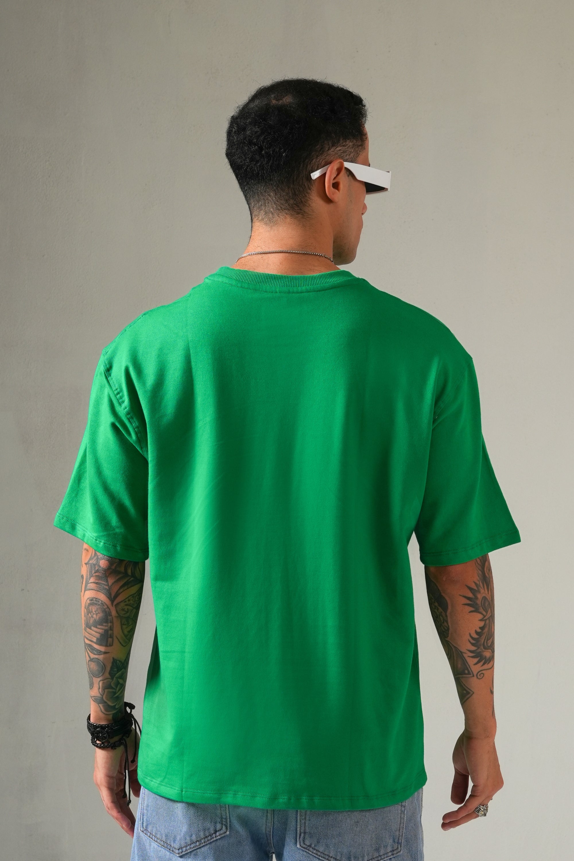 MONKEE ESSENTIALS OVERSIZED T-SHIRT - HEAVY FRENCH TERRY COTTON (GREEN)