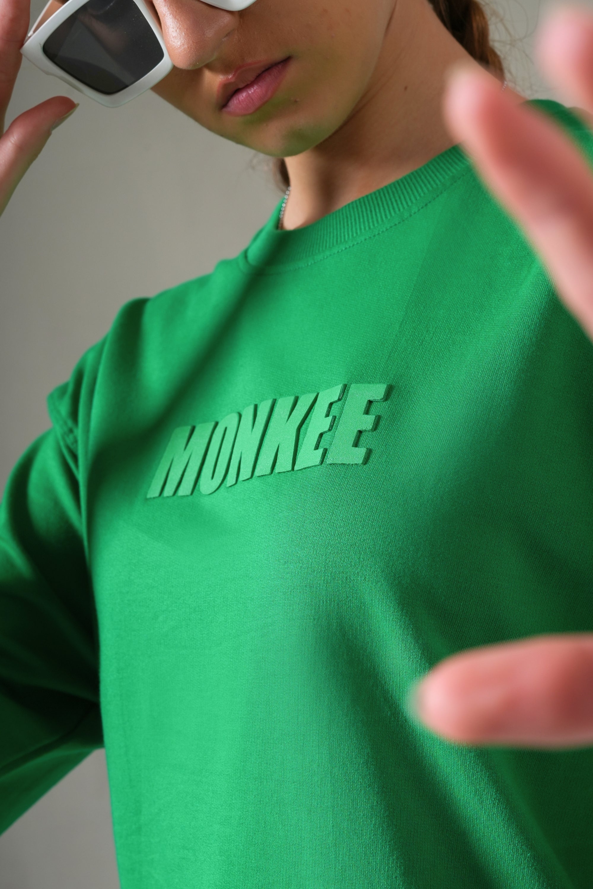 MONKEE ESSENTIALS OVERSIZED T-SHIRT - HEAVY FRENCH TERRY COTTON (GREEN)