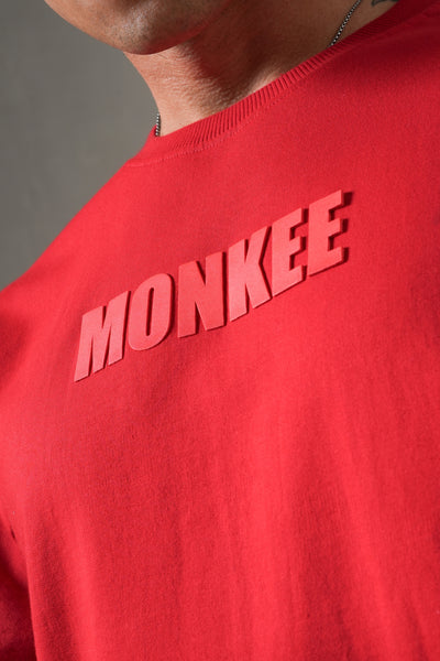 MONKEE ESSENTIALS OVERSIZED T-SHIRT - HEAVY FRENCH TERRY COTTON (RED)