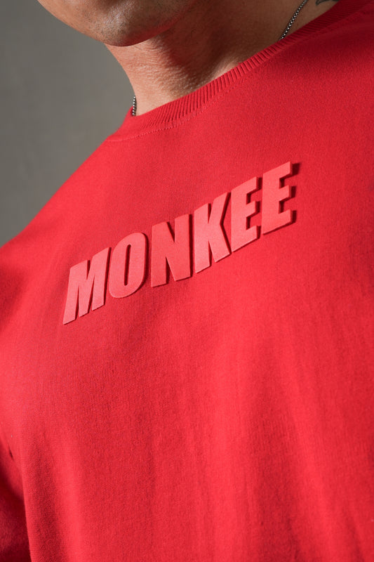 MONKEE ESSENTIALS OVERSIZED T-SHIRT - HEAVY FRENCH TERRY COTTON (RED)