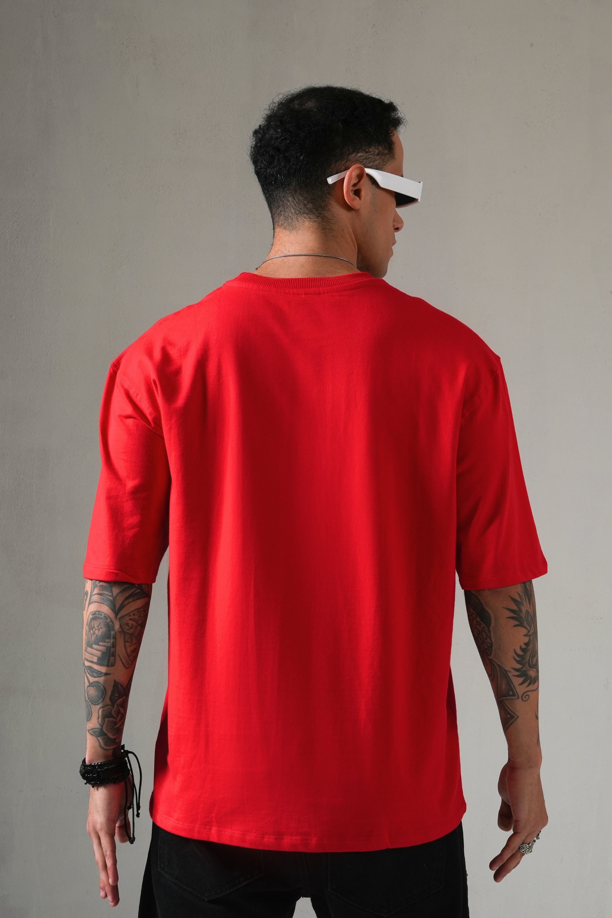 MONKEE ESSENTIALS OVERSIZED T-SHIRT - HEAVY FRENCH TERRY COTTON (RED)