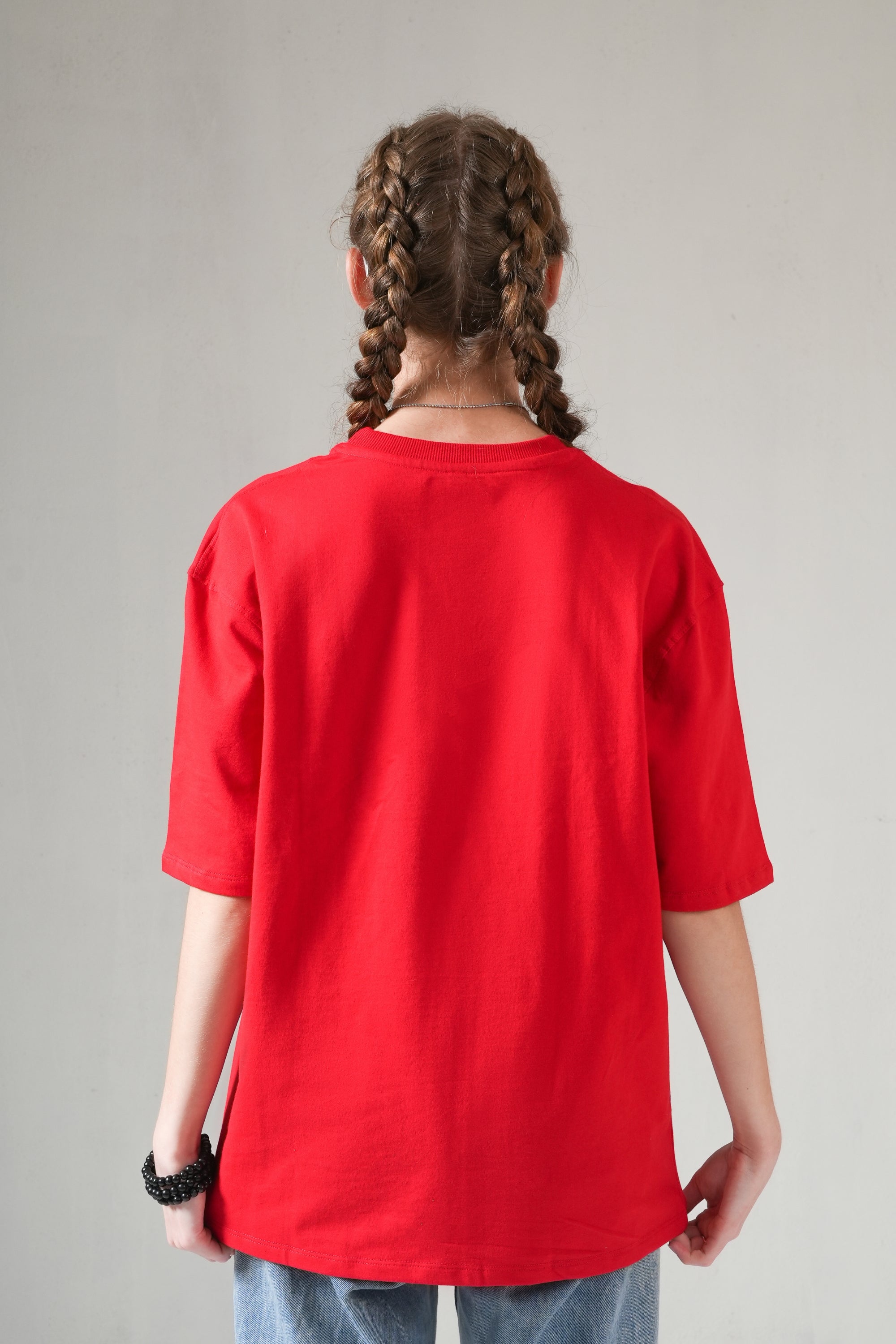 MONKEE ESSENTIALS OVERSIZED T-SHIRT - HEAVY FRENCH TERRY COTTON (RED)