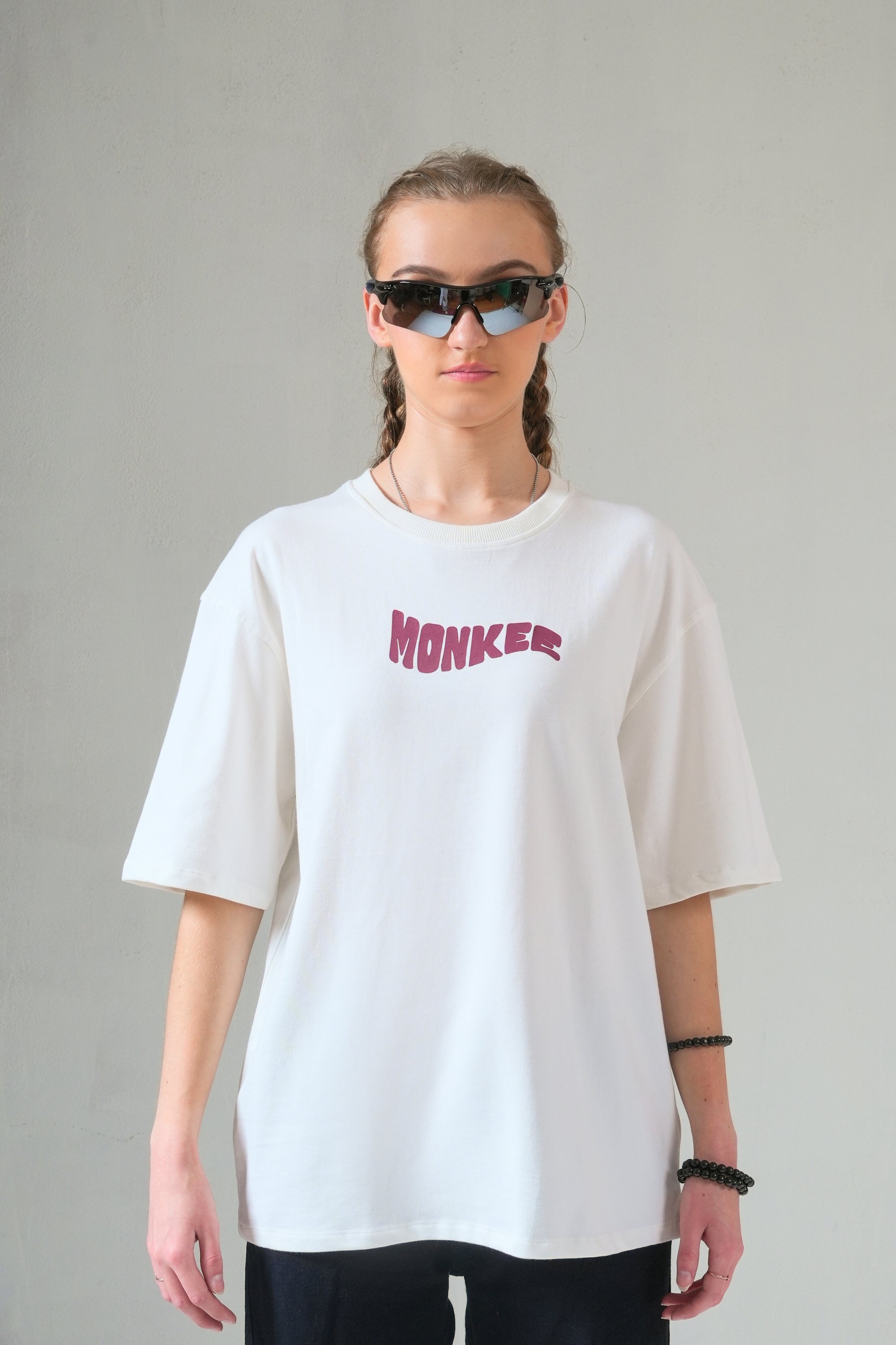 MONKEE “All I Have is Heart” Oversized Off-White T-Shirt – Premium 100% Cotton Streetwear Tee (Unisex, Screen & Puff Print)