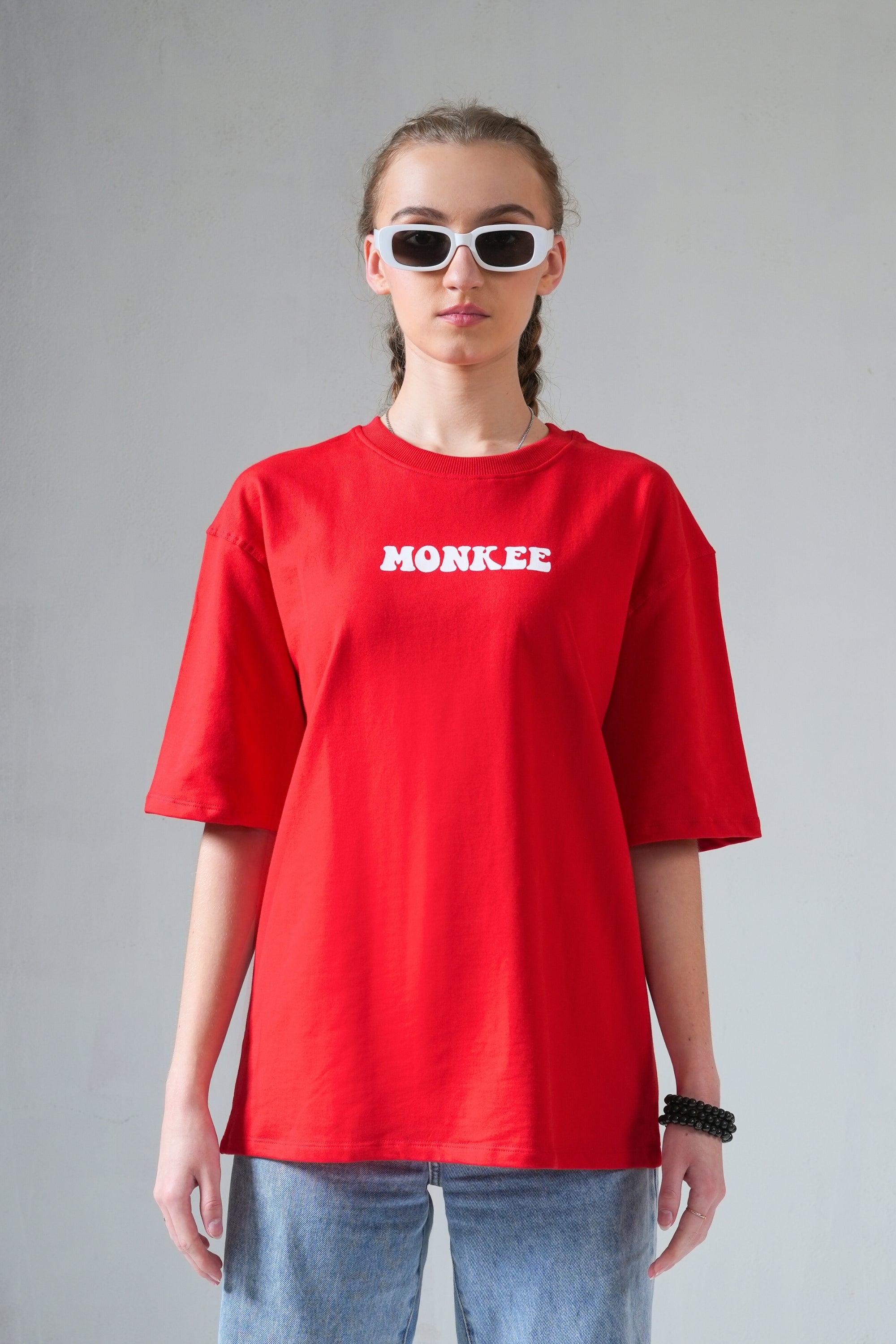 MONKEE “Lowkey Done” Oversized Red T-Shirt – Premium Cotton Streetwear Unisex Tee