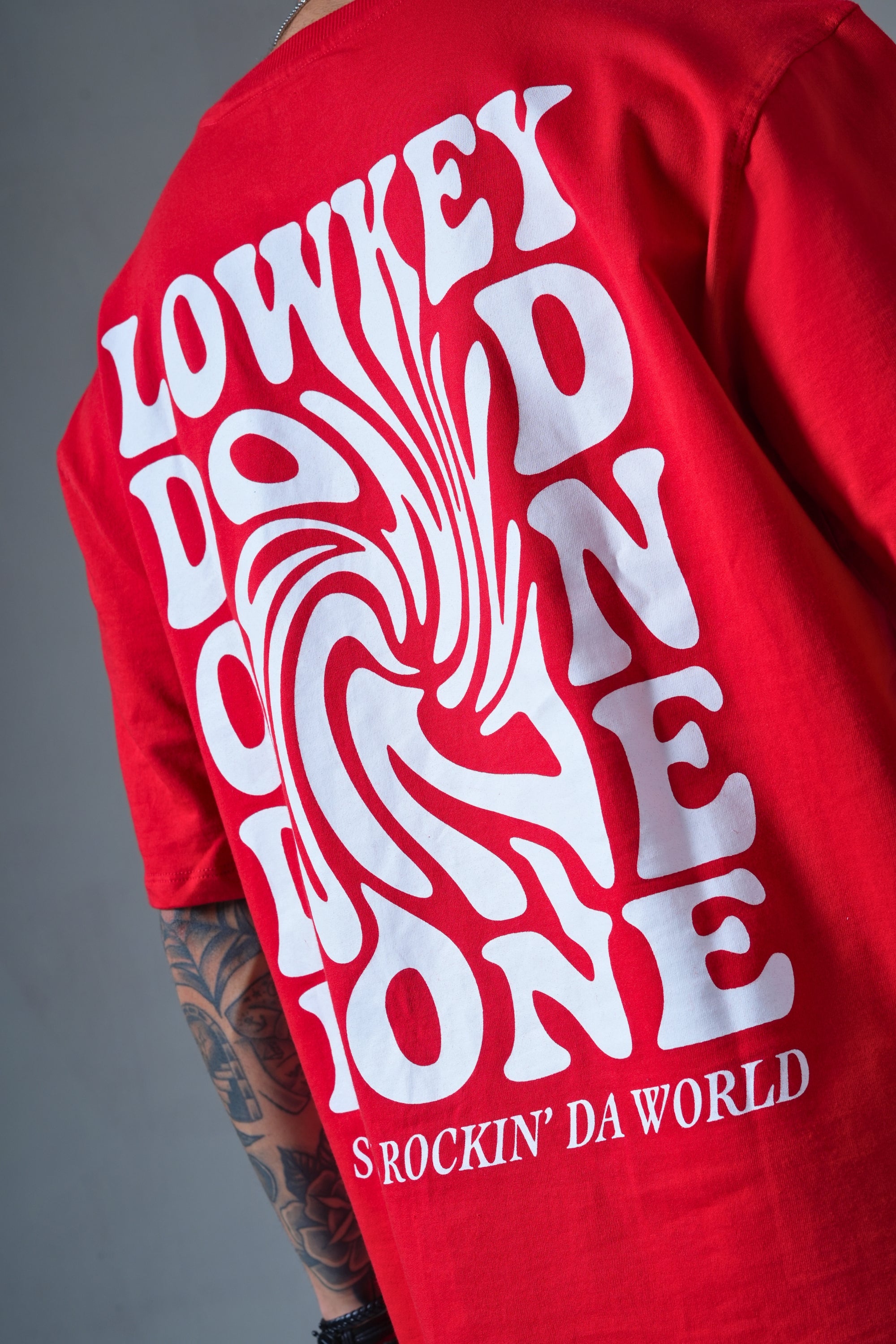 MONKEE “Lowkey Done” Oversized Red T-Shirt – Premium Cotton Streetwear Unisex Tee