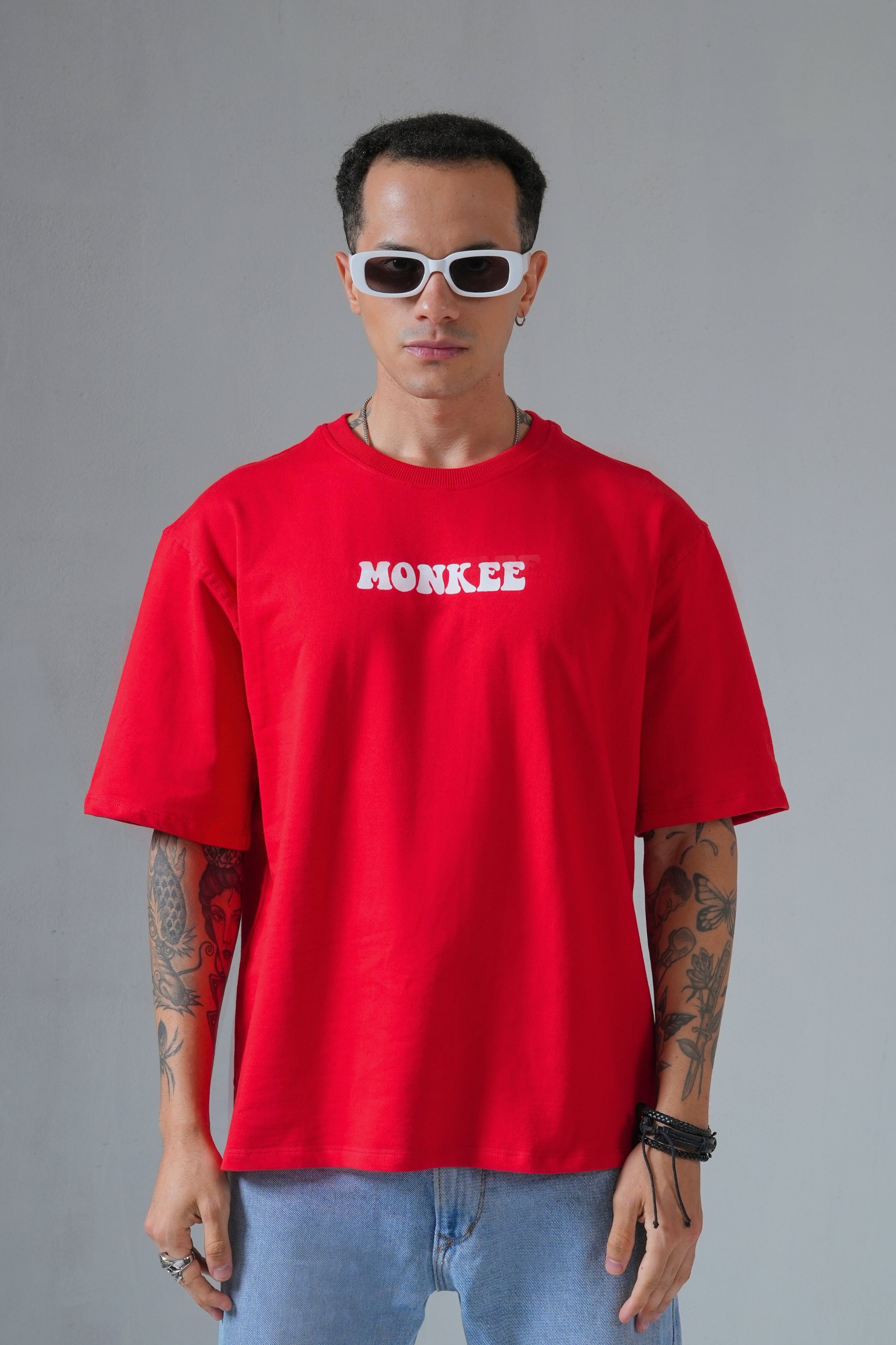 MONKEE “Lowkey Done” Oversized Red T-Shirt – Premium Cotton Streetwear Unisex Tee