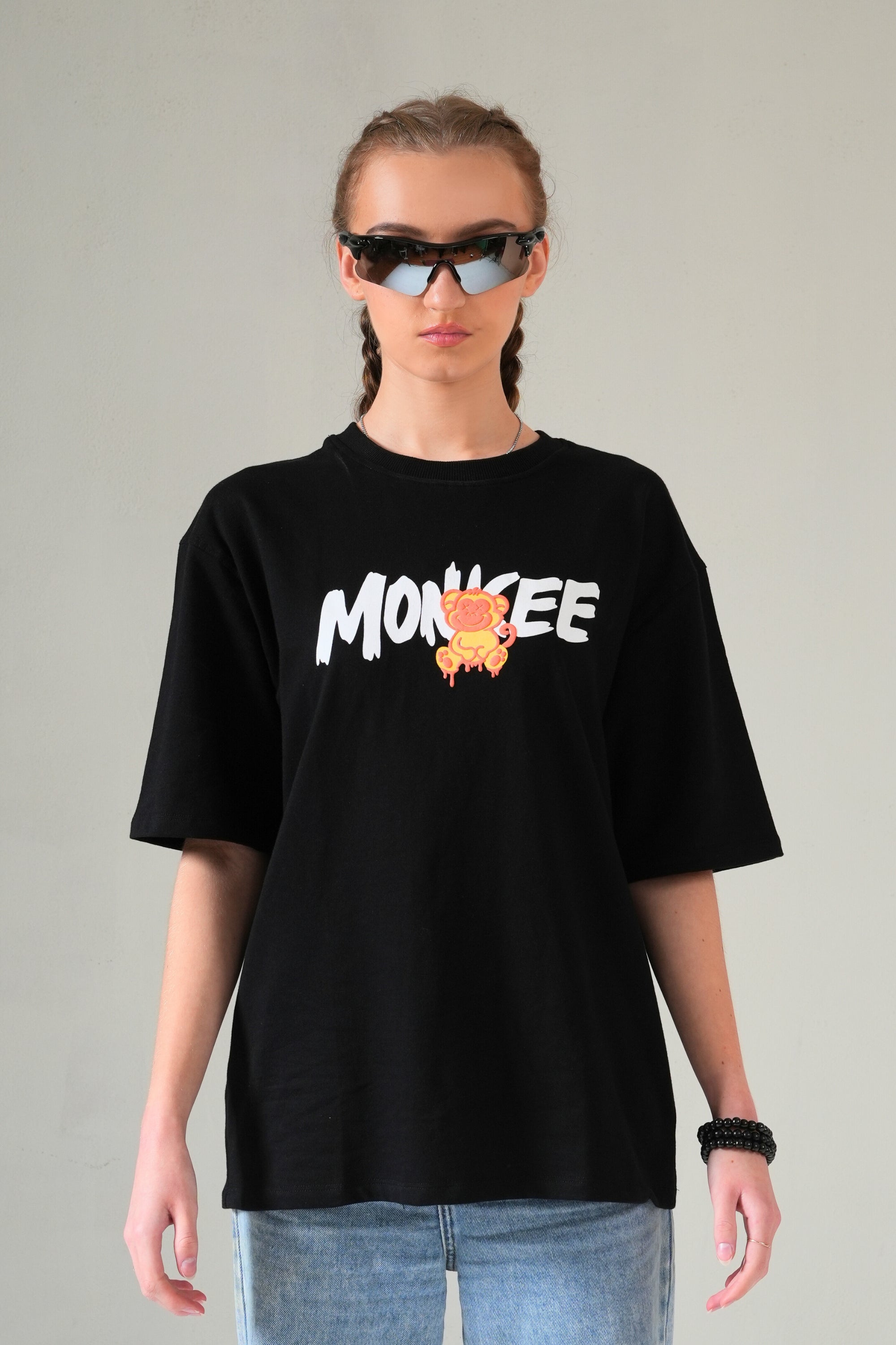 MONKEE “Unknown Rules” Oversized Black T-Shirt — 240 GSM French Terry, Puff + Screen Print, Unisex