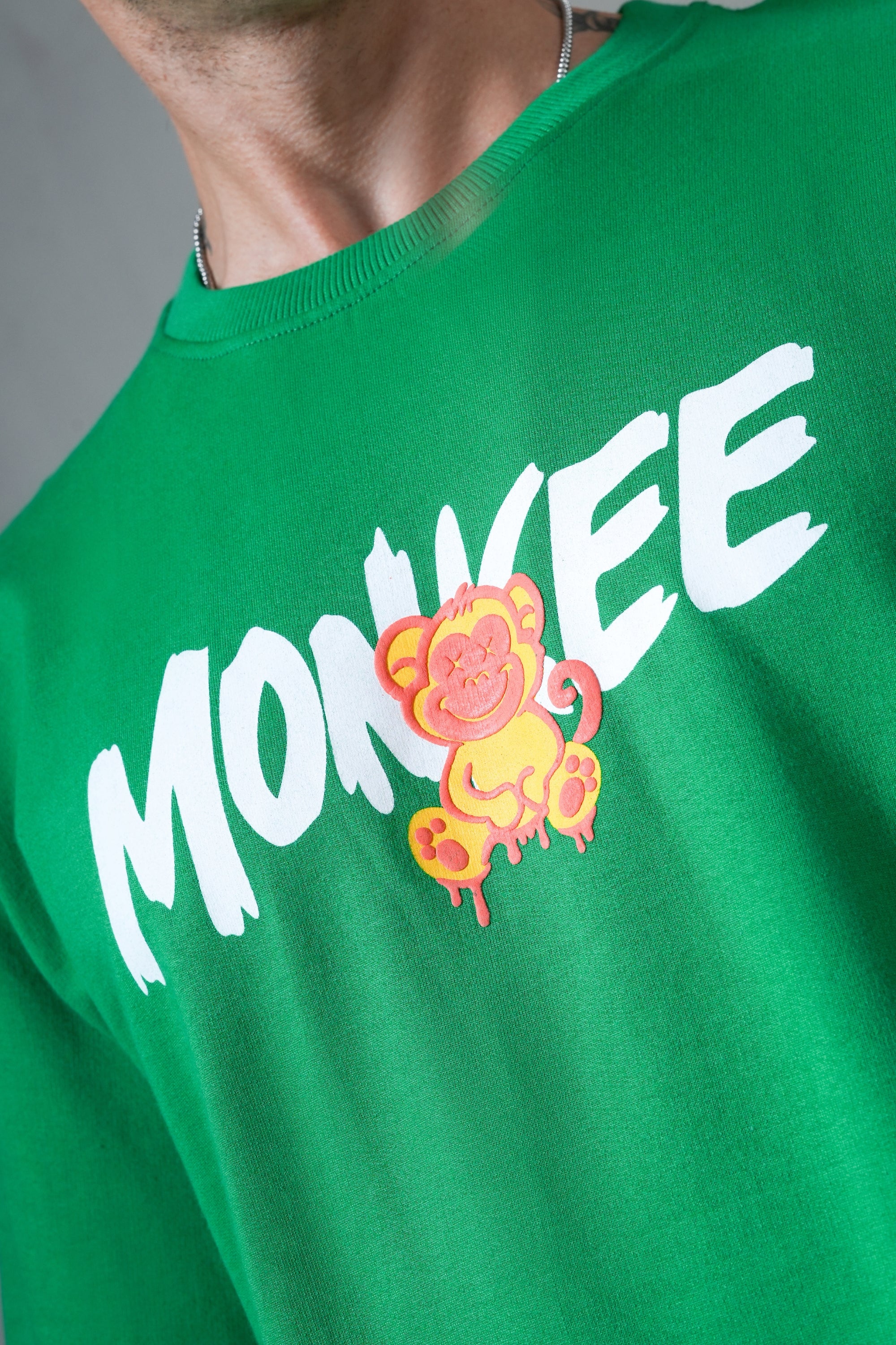 MONKEE “Unknown Rules” Oversized T‑Shirt (Green) — 100% Cotton French Terry, Puff + Screen Print, Unisex Streetwear
