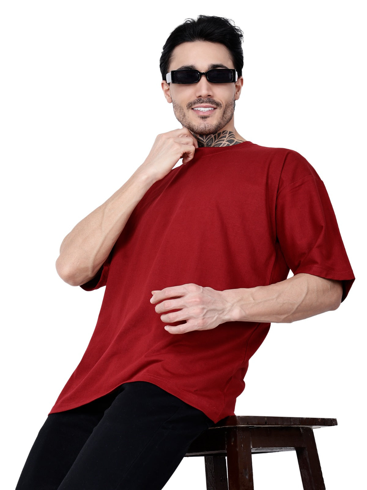 Maroon T-Shirt Loose Fit
