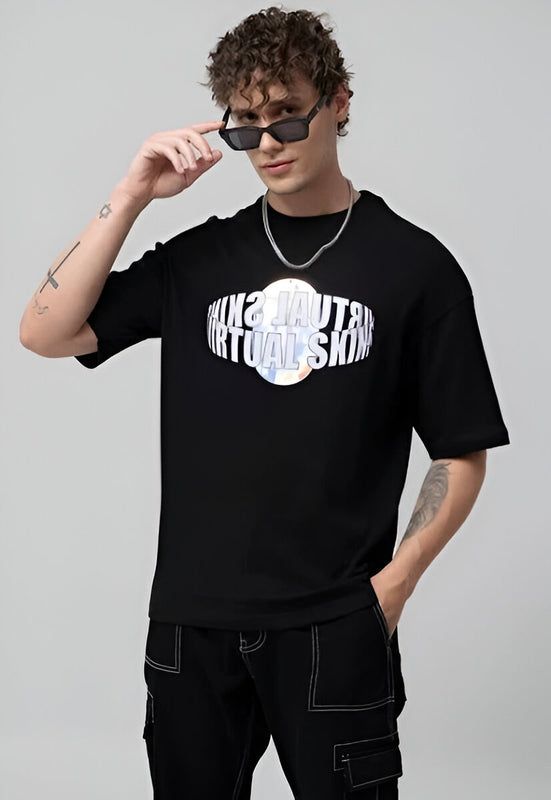 Midnight Vibes Oversized Graphic T-Shirt – Black